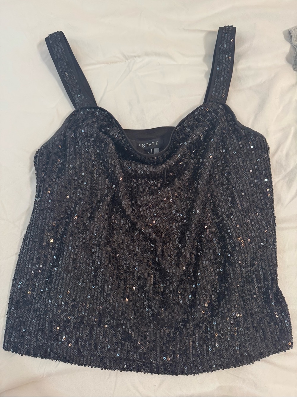 1. State Black Sequin Cowl Neck Camisole